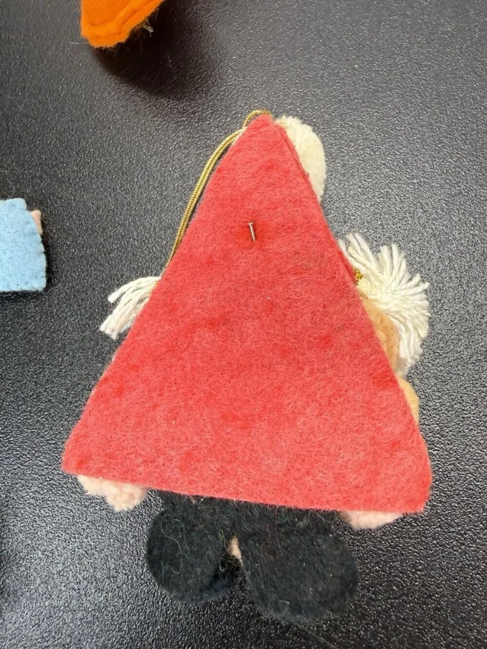 Christmas Ornaments Mixed Lot of 6 Vintage Handmade Felt Pom Pom Santa Animals